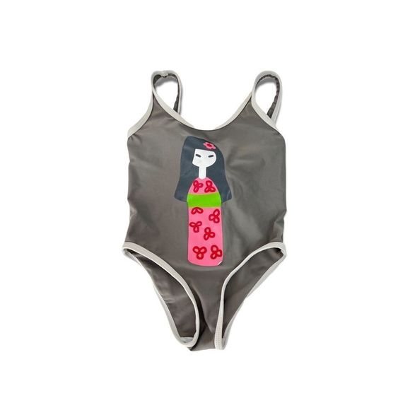 Lourdes Olaire one piece swim suit girls size 4T 4 toddler gray white - Picture 1 of 9